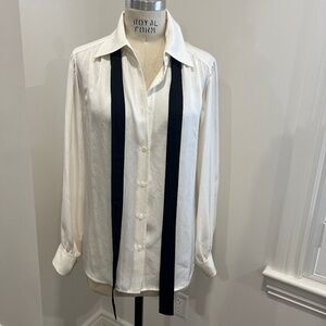 MO & Co silk blouse with detachable black tie